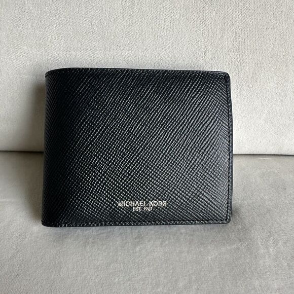 Michael Kors Men’s Harrison Slim Billfold Leather Greyhound Wallet NWOT - Picture 1 of 4